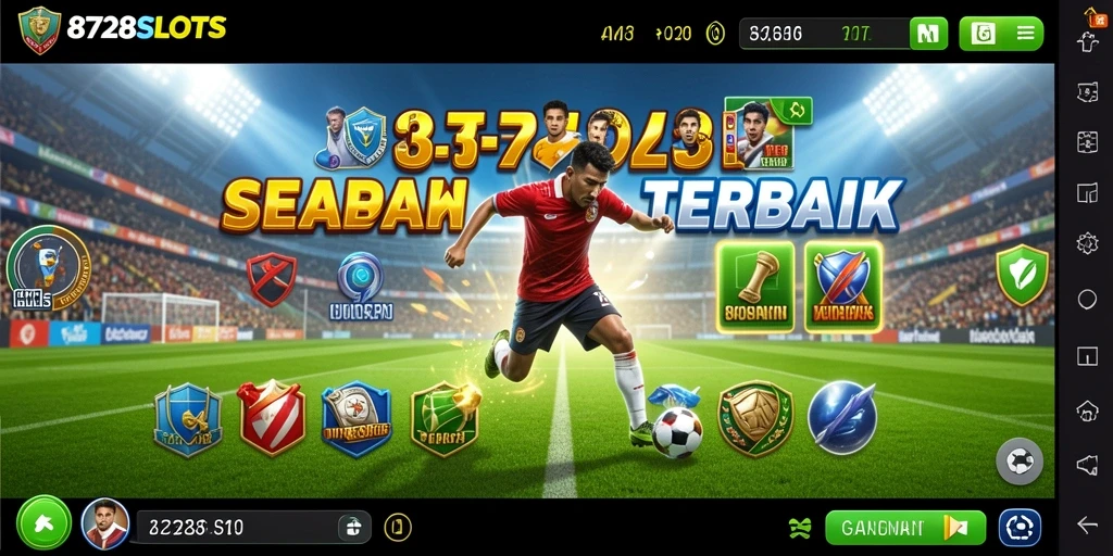 Gameplay seru 8728SLOTS dengan tema sepak bola yang menarik.