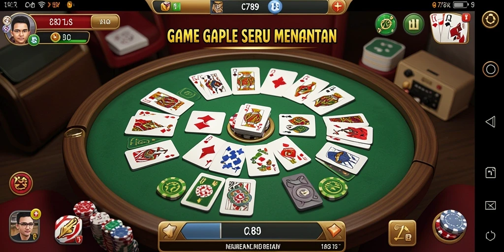 Screenshot gameplay Gaple C789 yang menampilkan papan permainan.