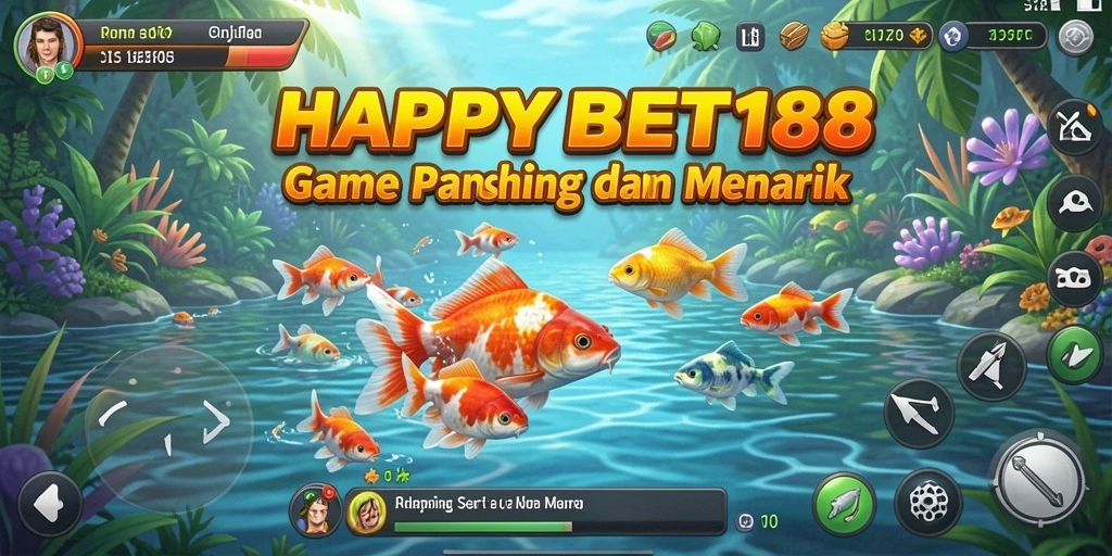 Gameplay menakjubkan dalam HAPPYBET188 dengan banyak ikan dan lokasi menarik.