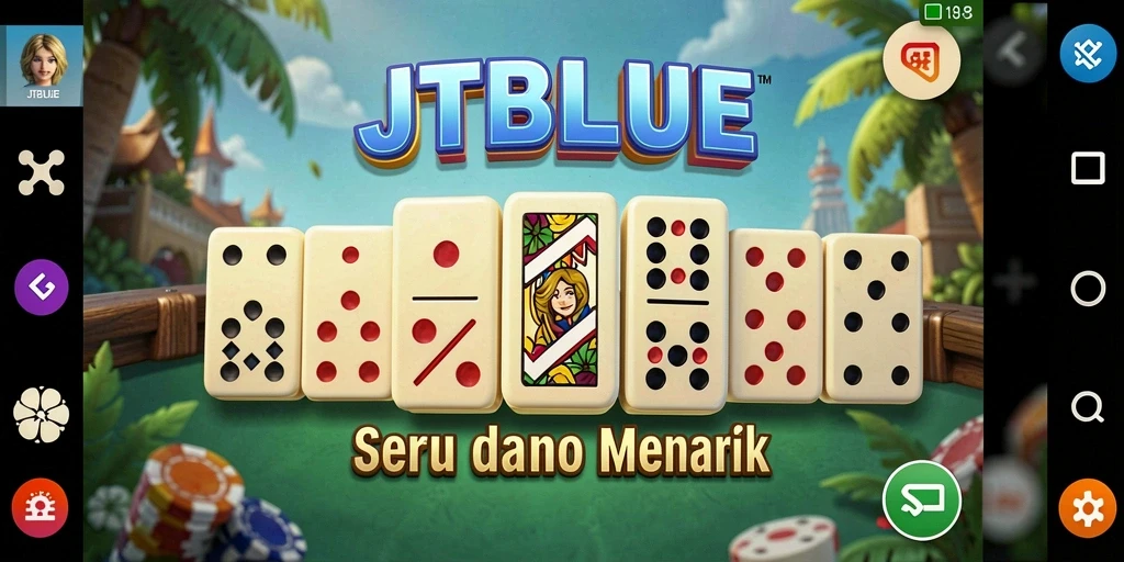 Tampilan gameplay seru dari JTBLUE saat bermain Domino.