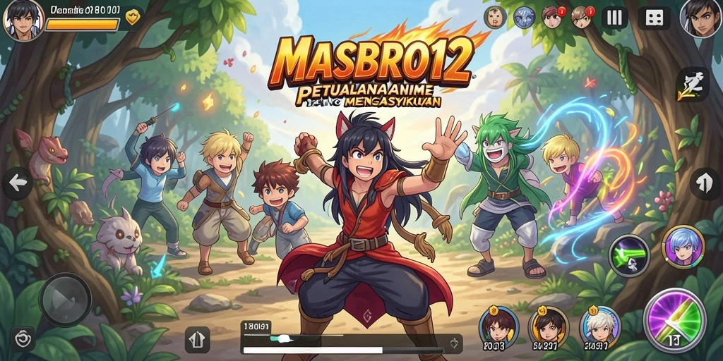 Tampilan aksi seru dalam gameplay <strong>MASBRO12</strong> dengan grafis anime yang memukau.