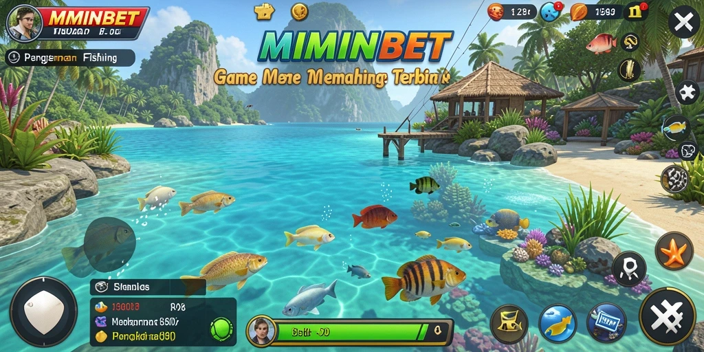 Tampilan gameplay MIMINBET saat memancing dengan ikan yang besar.