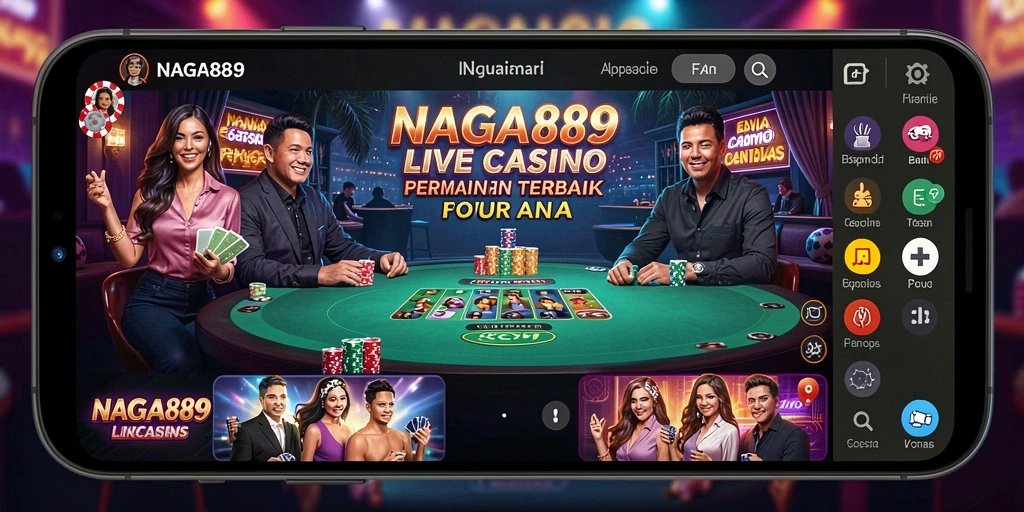 Screenshot gameplay NAGA889 menunjukkan dealer langsung yang ramah dan suasana permainan yang mendebarkan.