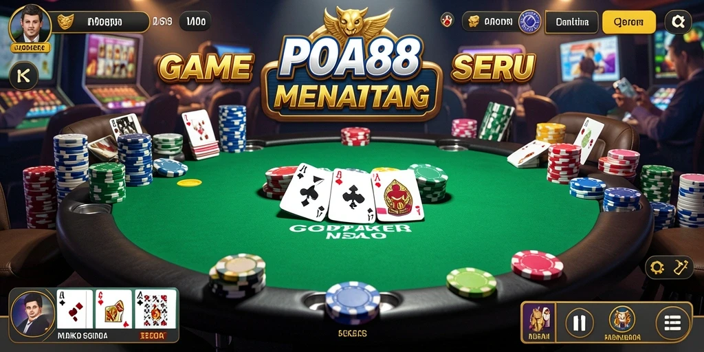 Tampilan gameplay mendebarkan dalam POA88 dengan aksi poker yang seru.