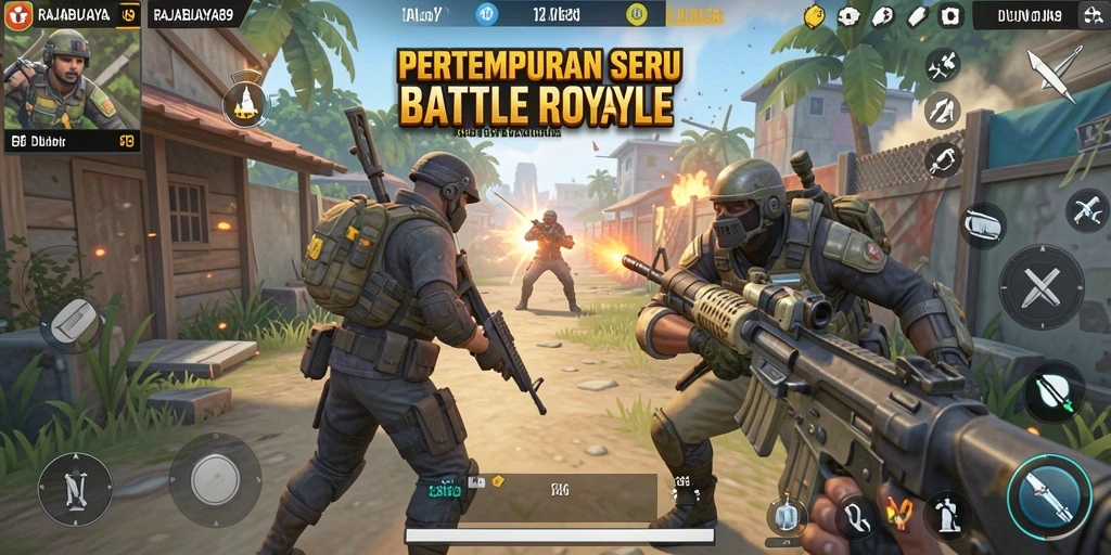 Gameplay seru dalam pertempuran Battle Royale di RAJABUAYA89.