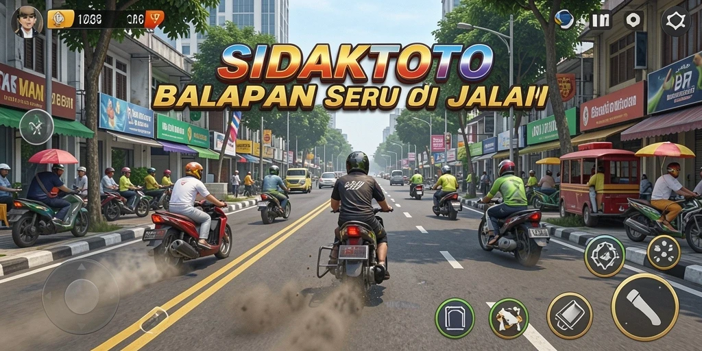 Tampilan gameplay mendebarkan dari game balap SIDAKTOTO.
