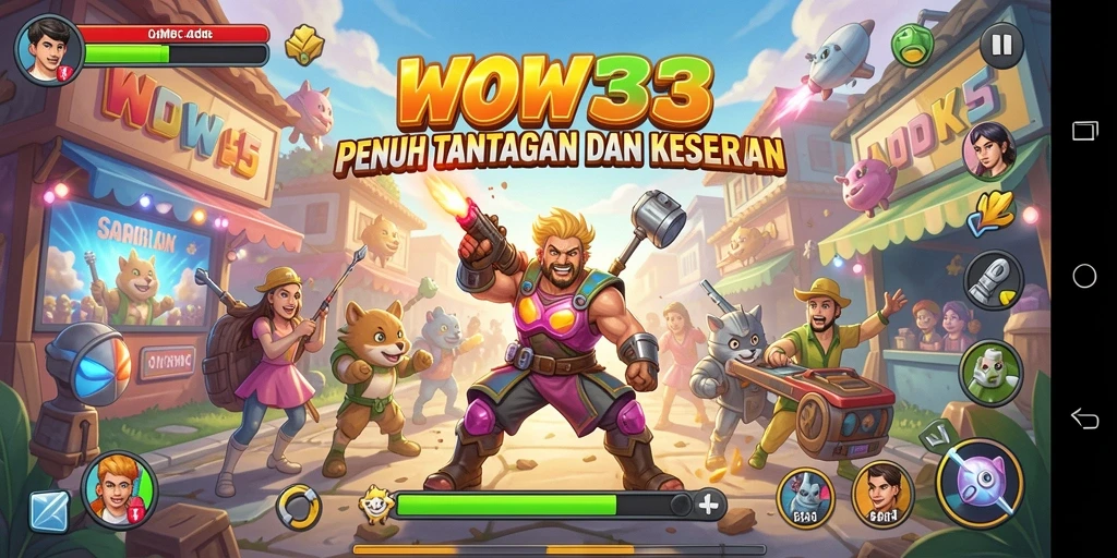 Screenshot WOW33 menampilkan aksi seru dalam gameplay Arcade.